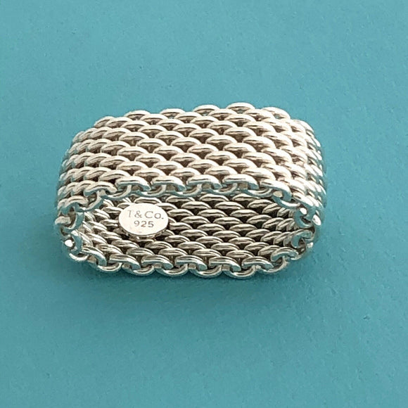Size 6 Tiffany & Co Somerset Mesh Basket Weave Ring in Sterling Silver