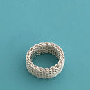 Size 6 Tiffany & Co Somerset Mesh Basket Weave Ring in Sterling Silver-4