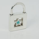 Tiffany Blue Enamel Star Padlock Lock Charm Pendant in Sterling Silver-3