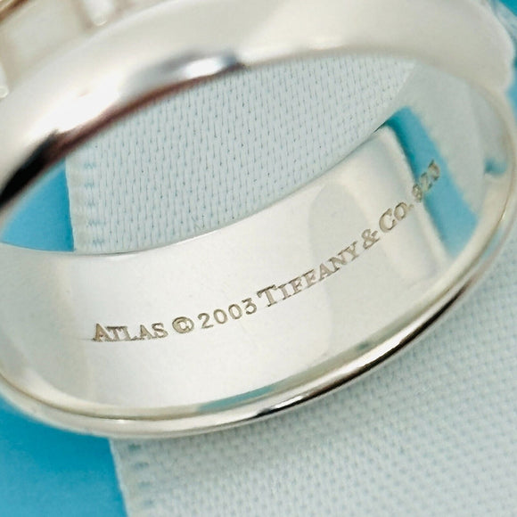 Size 8.5 Tiffany Wide Atlas Roman Numerals Mens Unisex Ring in Sterling Silver