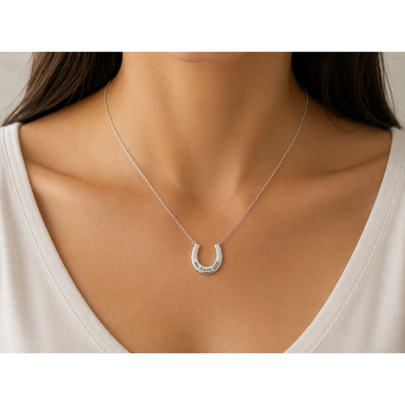 18" Tiffany 1837 Horseshoe Pendant Necklace in Silver / Good Luck Charm Horse