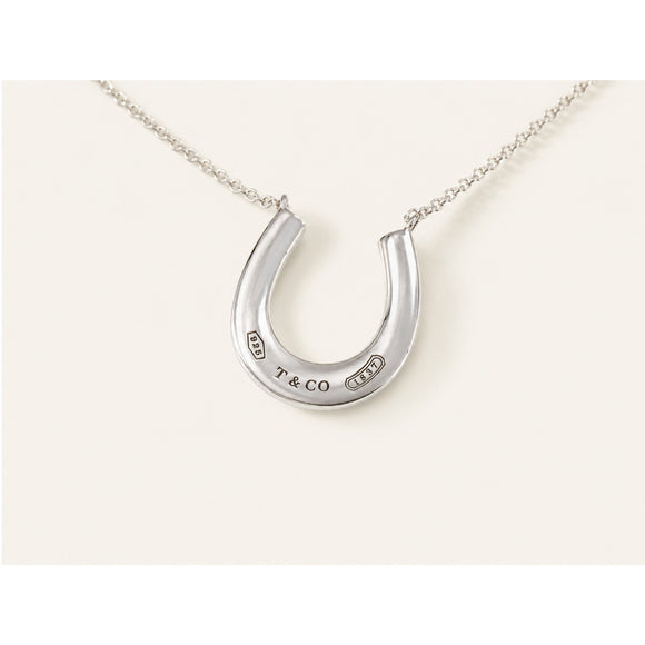 18" Tiffany 1837 Horseshoe Pendant Necklace in Silver / Good Luck Charm Horse