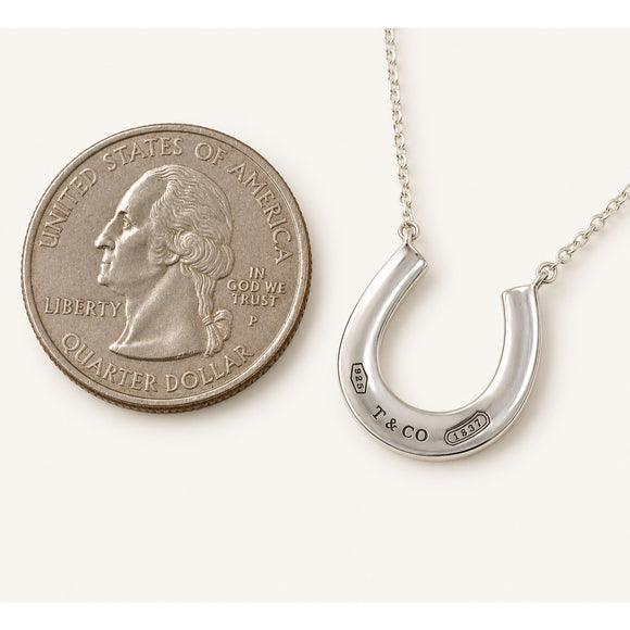18" Tiffany 1837 Horseshoe Pendant Necklace in Silver / Good Luck Charm Horse