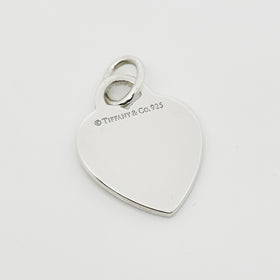 Tiffany & Co Sterling Silver Engravable Blank Heart Tag Charm or Pendant GENUINE - 0