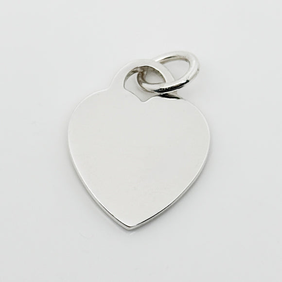 Tiffany & Co Sterling Silver Engravable Blank Heart Tag Charm or Pendant GENUINE