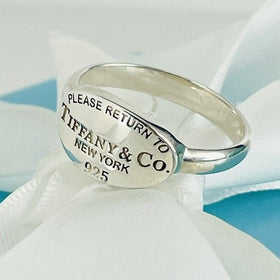 Size 6.5 Please Return to Tiffany & Co Oval Signet Ring in Sterling Silver