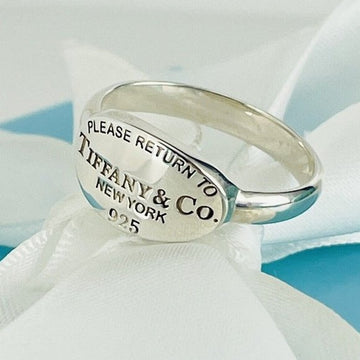 Size 6.5 Please Return to Tiffany & Co Oval Signet Ring in Sterling Silver