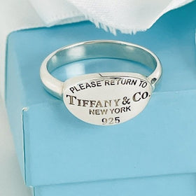 Size 6.5 Please Return to Tiffany & Co Oval Signet Ring in Sterling Silver - 0