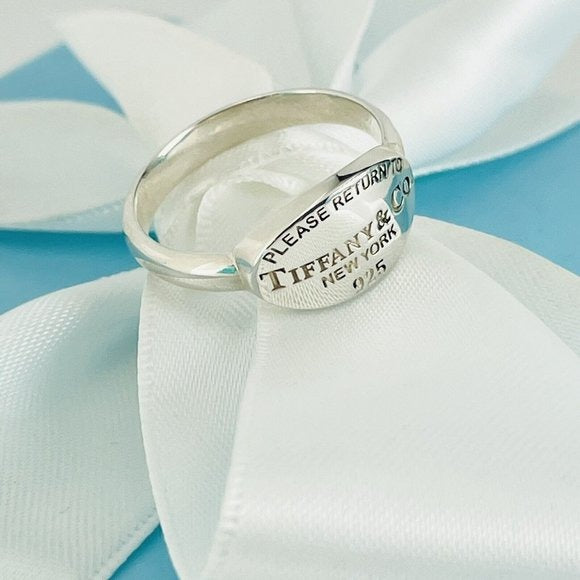 Size 6.5 Please Return to Tiffany & Co Oval Signet Ring in Sterling Silver