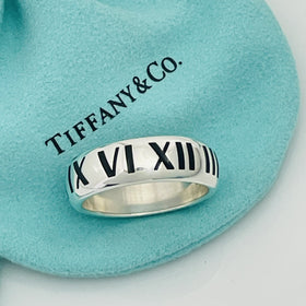 Size 11.5 RARE Tiffany Atlas Ring Black Enamel and Sterling Silver Mens Unisex - 0