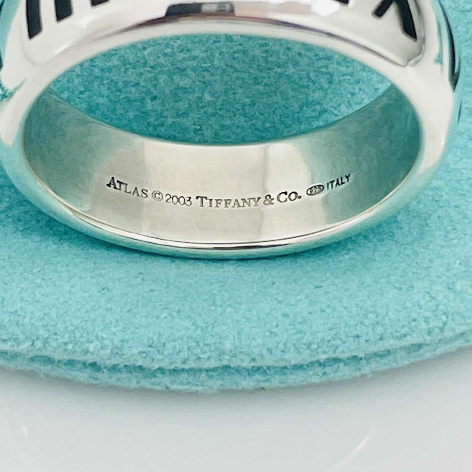 Size 11.5 RARE Tiffany Atlas Ring Black Enamel and Sterling Silver Mens Unisex