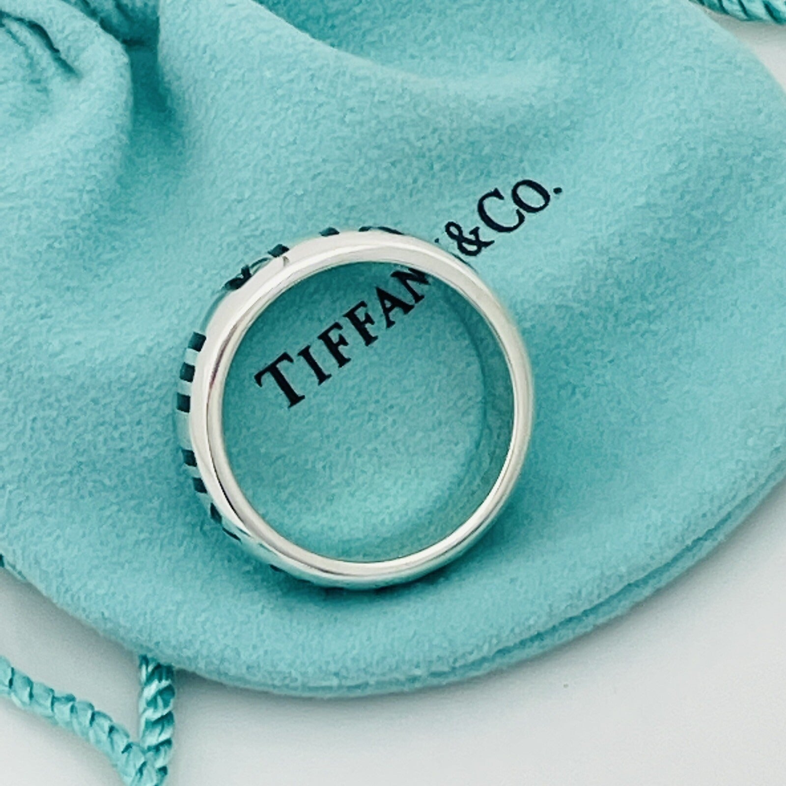 Size 11.5 RARE Tiffany Atlas Ring Black Enamel and Sterling Silver Mens Unisex