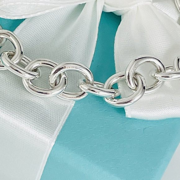 8" Tiffany & Co Classic Heart Tag Charm Bracelet in Sterling Silver