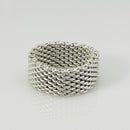 Size 9.5 Tiffany & Co Somerset Ring in Sterling Silver Mesh Weave Flexible Unisex-5