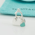 Tiffany Handbag Purse Charm Blue Enamel Heart in Sterling Silver - 1