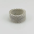 Size 5.5 Tiffany & Co Somerset Ring Mesh Weave Flexible Ring in Sterling Silver-4