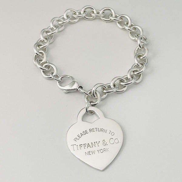 Please Return to Tiffany Jumbo Heart Tag Bracelet Extra Large Charm 7.75" - 3