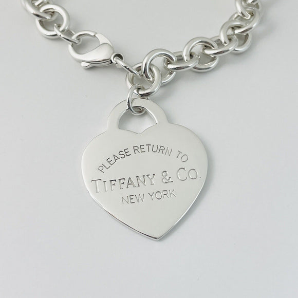 Please Return to Tiffany Jumbo Heart Tag Bracelet Extra Large Charm 7.75"
