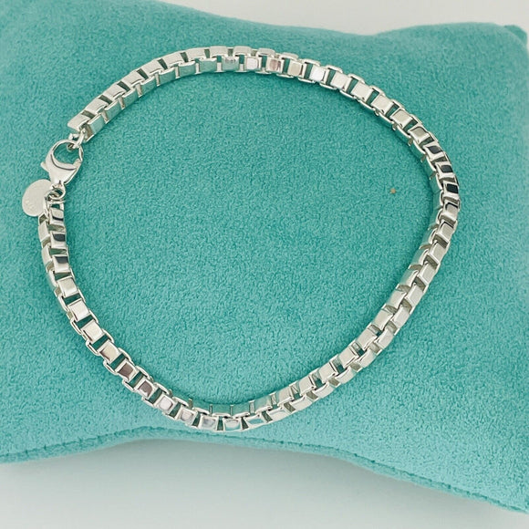 Rare 9" Large Tiffany & Co Venetian Box Link Bracelet in Sterling Silver Mens Unisex