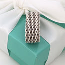 Size 9 Tiffany & Co Somerset Ring in Sterling Silver Mesh Weave Flexible Unisex-5
