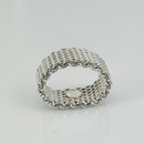 Size 5 Tiffany & Co Somerset Mesh Weave Flexible Ring in Sterling Silver-3