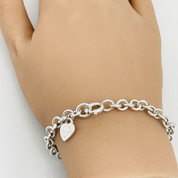 Return to Tiffany & Co Heart Tag Rolo Round Link Charm Bracelet in Silver - 5