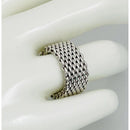 Size 7.5 Tiffany & Co Somerset Ring in Sterling Silver Mesh Weave Flexible Unisex-1