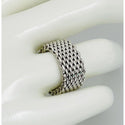 Size 8 Tiffany & Co Somerset Sterling Silver Ring Mesh Weave Flexible Unisex - 1