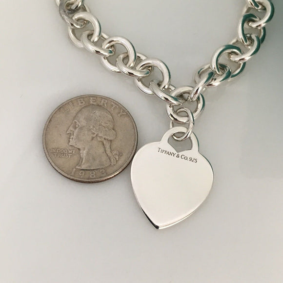18" Tiffany & Co Sterling Silver Engravable Blank Heart Tag Necklace