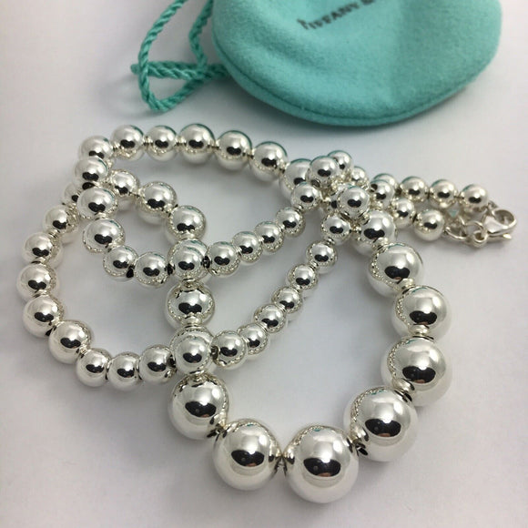 18" Tiffany & Co HardWear Graduated Bead Ball Necklace in Sterling Silver