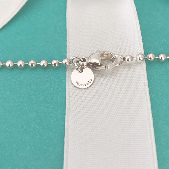 34" Tiffany & Co Dog Chain Bead Necklace Men's Unisex in Sterling Silver
