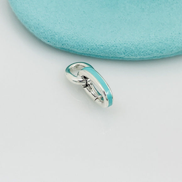 Tiffany Blue Enamel Oval Clasping Link Jump Ring Charm or Bracelet Extender