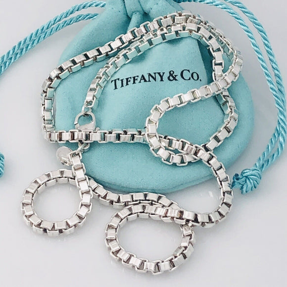 22” Tiffany & Co Venetian Box Link Necklace in Sterling Silver - Large Men’s Unisex