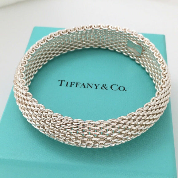 7.5" Tiffany & Co Somerset Bangle Bracelet in Sterling Silver