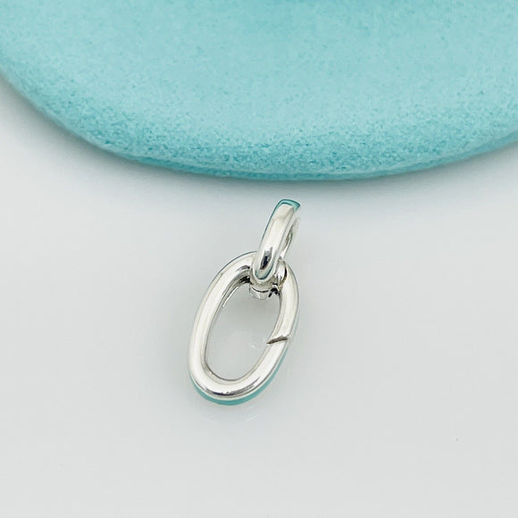 Tiffany Blue Enamel Oval Clasping Link Jump Ring Charm or Bracelet Extender