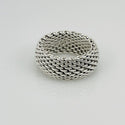 Size 8 Tiffany & Co Somerset Dome Sterling Silver Ring Mesh Weave Flexible Unisex - 1
