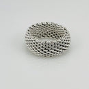 Size 8 Tiffany & Co Somerset Dome Sterling Silver Ring Mesh Weave Flexible Unisex-1