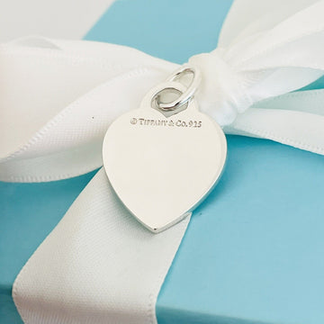 Tiffany & Co Sterling Silver Engravable Blank Heart Tag Charm or Pendant GENUINE - 0