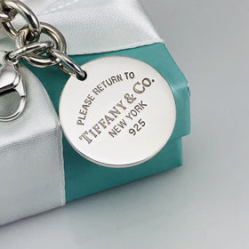 7.5" Medium Please Return to Tiffany & Co Round Tag Charm Bracelet in Silver