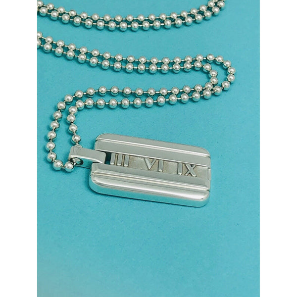 20" Tiffany & Co  Mens Unisex Atlas Dog Tag Bead Necklace in Sterling Silver - 2
