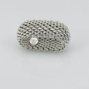 Size 8 Tiffany & Co Somerset Dome Sterling Silver Ring Mesh Weave Flexible Unisex-2
