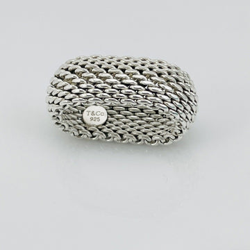 Size 8 Tiffany & Co Somerset Dome Sterling Silver Ring Mesh Weave Flexible Unisex - 0