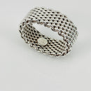 Size 7.5 Tiffany & Co Somerset Ring in Sterling Silver Mesh Weave Flexible Unisex-4