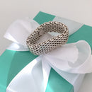 Size 9.5 Tiffany & Co Somerset Ring in Sterling Silver Mesh Weave Flexible Unisex-4