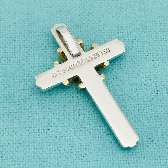 Tiffany & Co Silver and Yellow Gold Cross Crucifix Pendant Mens Unisex