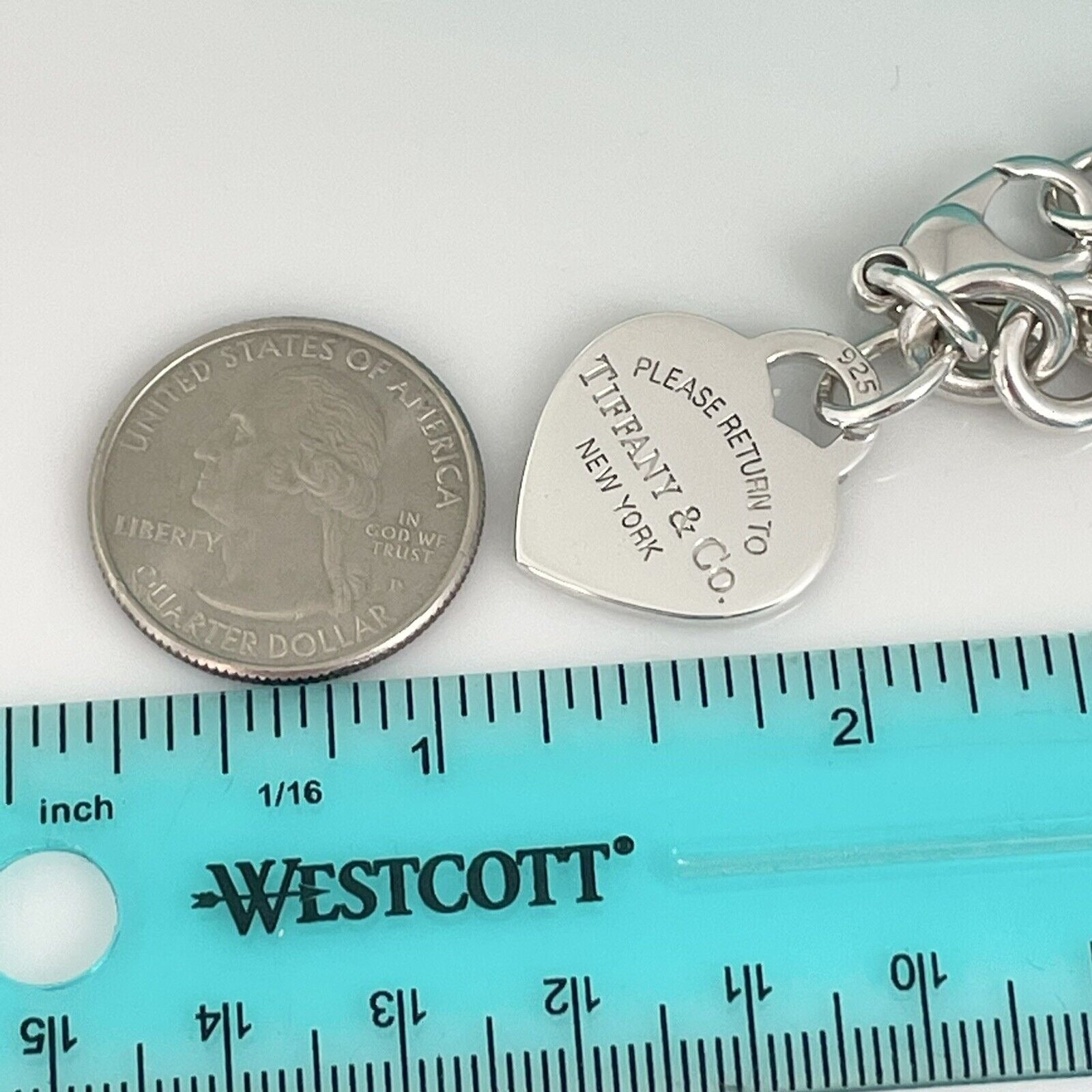 Please Return To Tiffany Heart Tag Charm Bracelet in Silver with Box