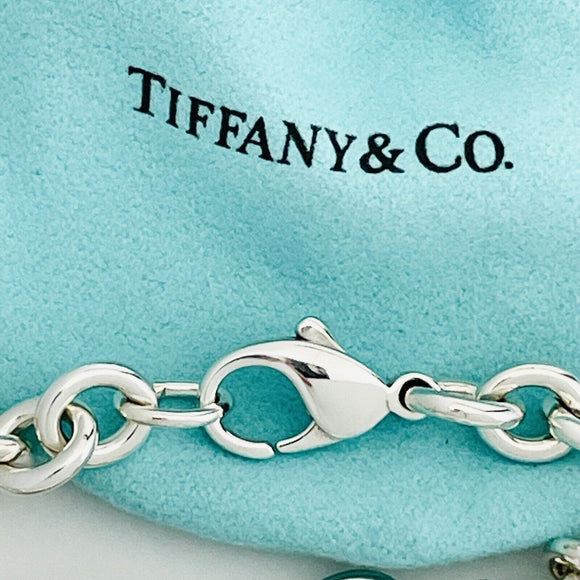 8.5" Return To Tiffany Oval Tag Charm Bracelet Mens Unisex in Sterling Silver