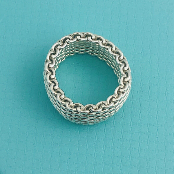 Size 6.5 Tiffany & Co Somerset Ring Mesh Weave Flexible Ring in Sterling Silver - 4