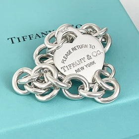 7.5" Medium Please Return To Tiffany Heart Tag Charm Bracelet in Sterling Silver