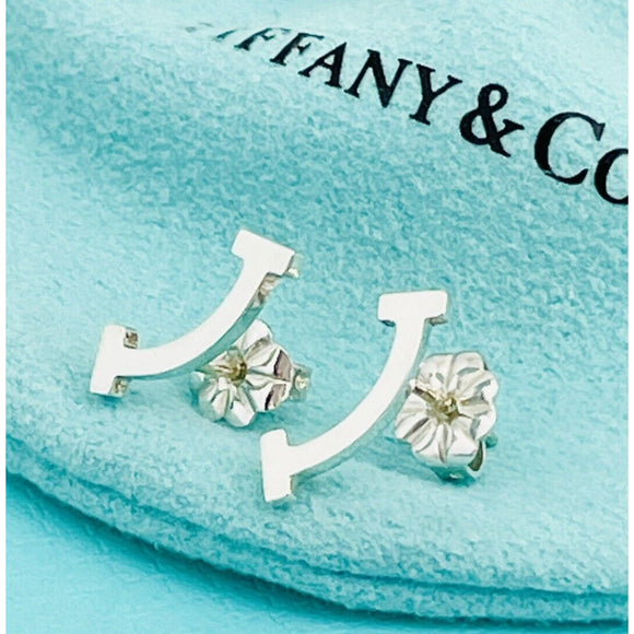 Tiffany T Smile Wire Stud Earrings in 925 Sterling Silver